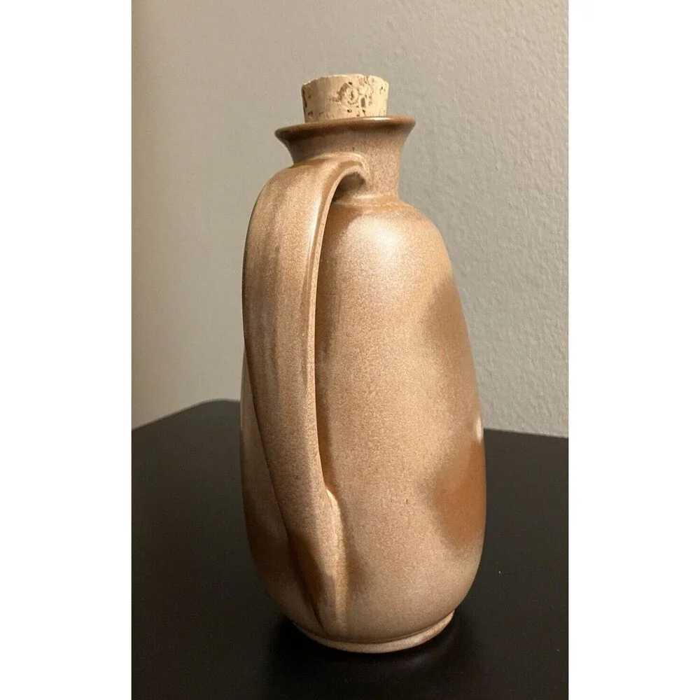 Vintage '50s Frankoma Plainsman Pitcher/Jug with Cork #835 Brown Glossy 8